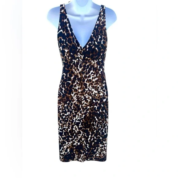Lauren Ralph Lauren Faux Wrap Ruched Leopard Print Cocktail Dress - Picture 4 of 6